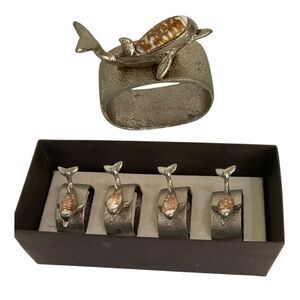 Dolphin Napkin Rings Craft Accessories Set Of 4 Heavy Silver Stoned